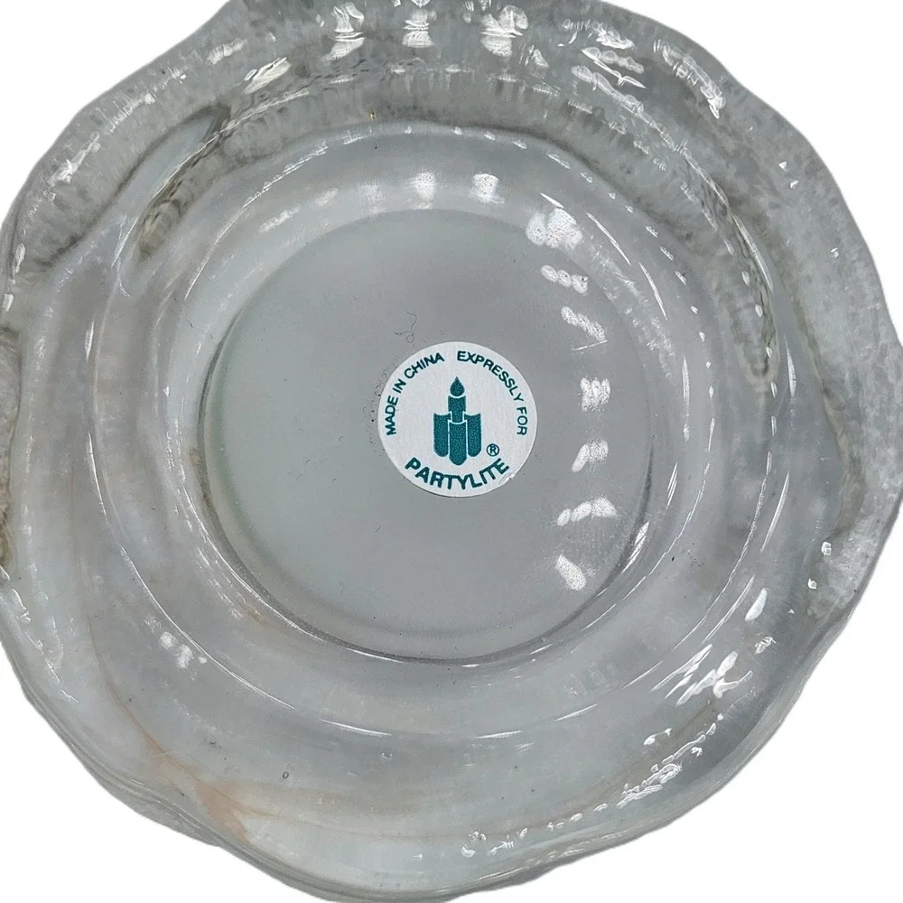 Partylite Iceland Glass Tealight Candle Holder Retired Set of 2 Clear And Green - Picture 5 of 7